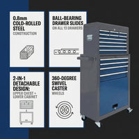 13-Drawer Rolling Tool Chest, Large Tool Chest with Wheels, 2 in 1 Detachable Tool Chests, Portable Tool Storage, Locking Mechanic Tool Box for Warehouse, Garage, Gray & Blue — Results & Stats