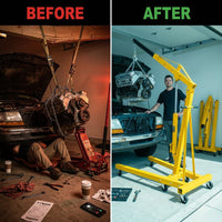 2,000 Lb. Capacity Engine Hoist with Telescopic Legs — Before & After