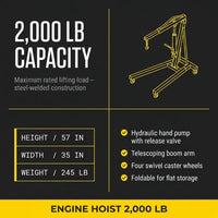 2,000 Lb. Capacity Engine Hoist with Telescopic Legs — Results & Stats