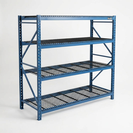 Garage Storage Shelves - Heavy Duty 4-Tier Adjustable Metal Wire Shelving Units with 8000 Lbs Total Capacity for Garage Basement Racking Organization - 72" H X 77" W X 24" D — Studio Shot