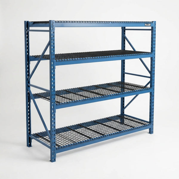 Garage Storage Shelves - Heavy Duty 4-Tier Adjustable Metal Wire Shelving Units with 8000 Lbs Total Capacity for Garage Basement Racking Organization - 72" H X 77" W X 24" D — Studio Shot