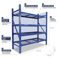 Garage Storage Shelves - Heavy Duty 4-Tier Adjustable Metal Wire Shelving Units with 8000 Lbs Total Capacity for Garage Basement Racking Organization - 72" H X 77" W X 24" D — How It Works